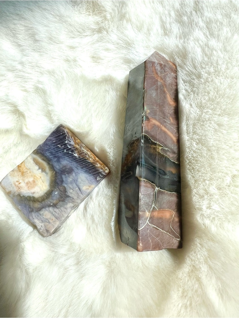 Set of 2 Crystals- Volcano Agate and Plum Agate